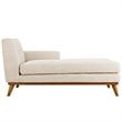 Modway Engage Right-Facing Upholstered Fabric and Wood Chaise in Beige