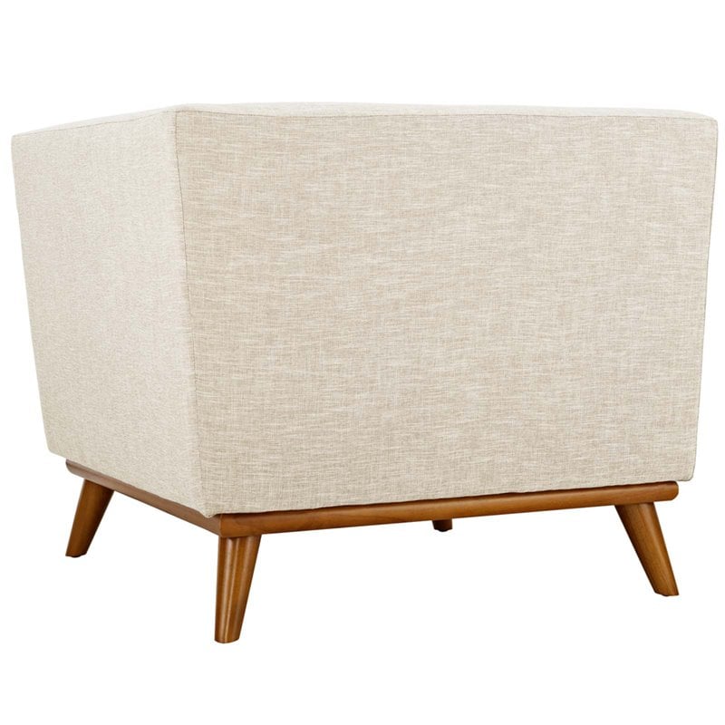 Modway Engage Upholstered Fabric and Wood Corner Chair in Beige