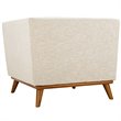 Modway Engage Upholstered Fabric and Wood Corner Chair in Beige