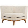 Modway Engage Upholstered Fabric and Wood Corner Chair in Beige