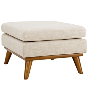 Modway Engage Upholstered Polyester Fabric and Wood Ottoman in Beige