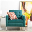 Modway Loft Stainless Steel and Upholstered Fabric Armchair in Teal Blue