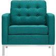 Modway Loft Stainless Steel and Upholstered Fabric Armchair in Teal Blue