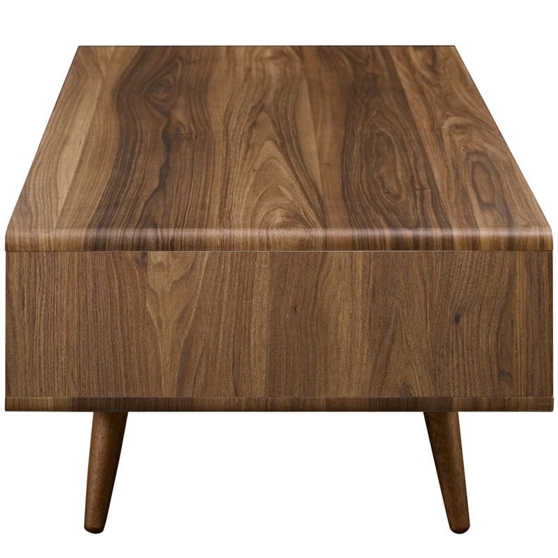 Modway Transmit Modern Particleboard Wood Coffee Table in Walnut/White