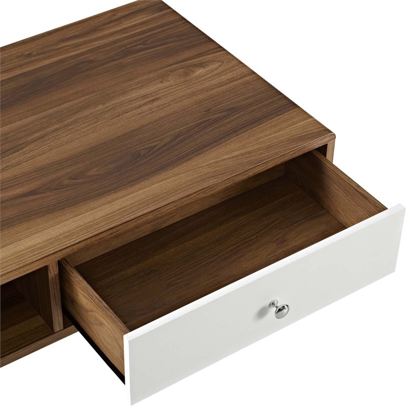 Modway Transmit Modern Particleboard Wood Coffee Table in Walnut/White