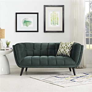Modway Bestow Modern Style Performance Velvet Loveseat in Green Finish
