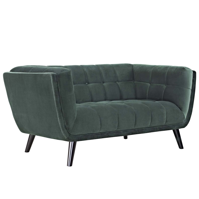 Modway Bestow Modern Style Performance Velvet Loveseat in Green Finish