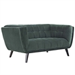 Modway Bestow Modern Style Performance Velvet Loveseat in Green Finish