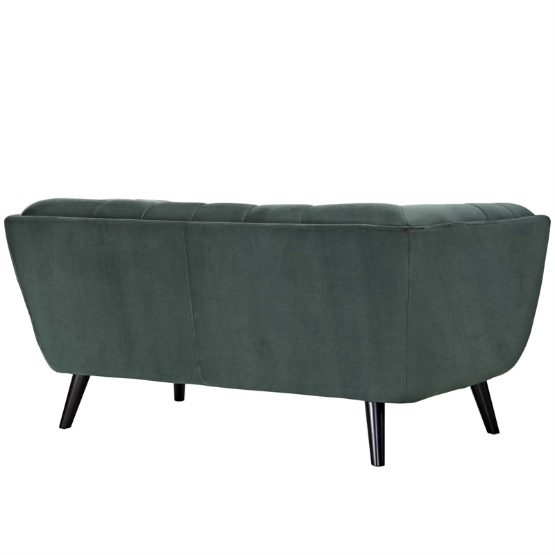 Modway Bestow Modern Style Performance Velvet Loveseat in Green Finish