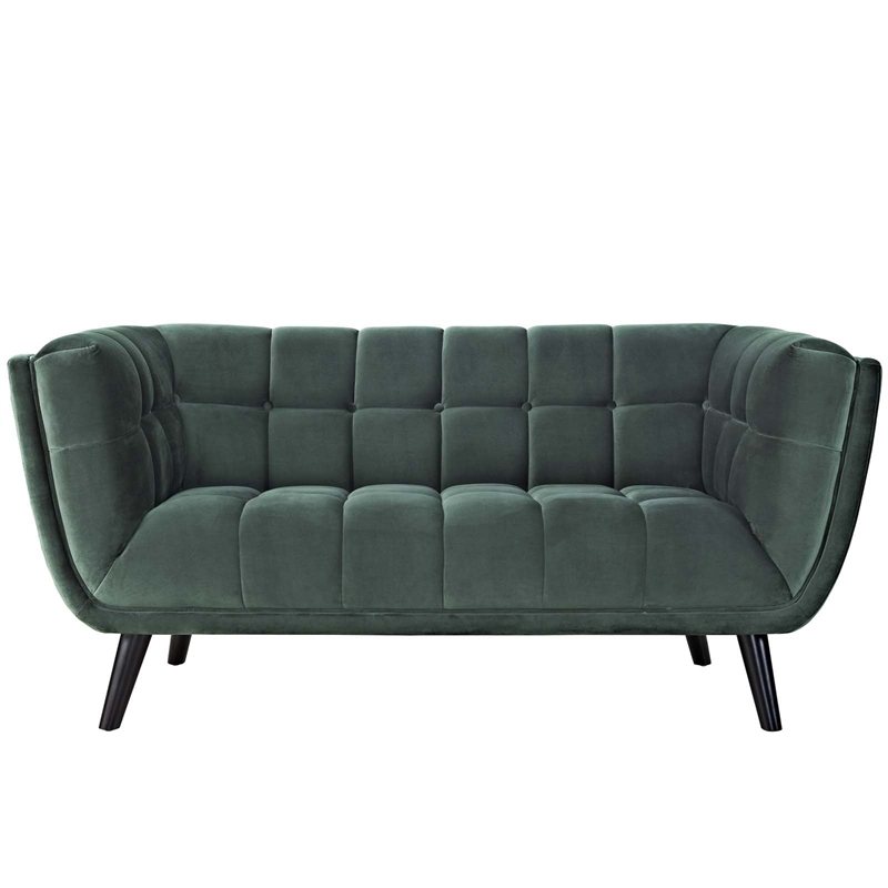 Modway Bestow Modern Style Performance Velvet Loveseat in Green Finish