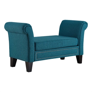 Modway Rendezvous Modern Polyester Fabric and Wood Bench in Teal Blue