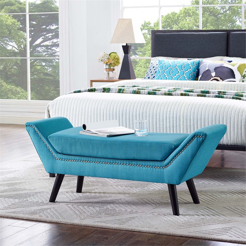 Modway Gambol Upholstered Fabric Bench in Blue