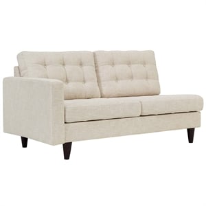 Modway Empress Left-Facing Upholstered Polyester Fabric Loveseat in Beige