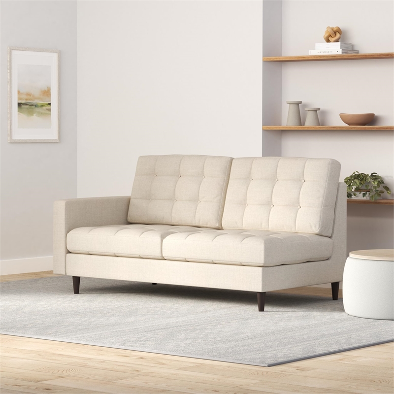 Modway Empress Left-Facing Upholstered Polyester Fabric Loveseat in Beige