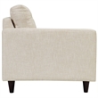 Modway Empress Left-Facing Upholstered Polyester Fabric Loveseat in Beige
