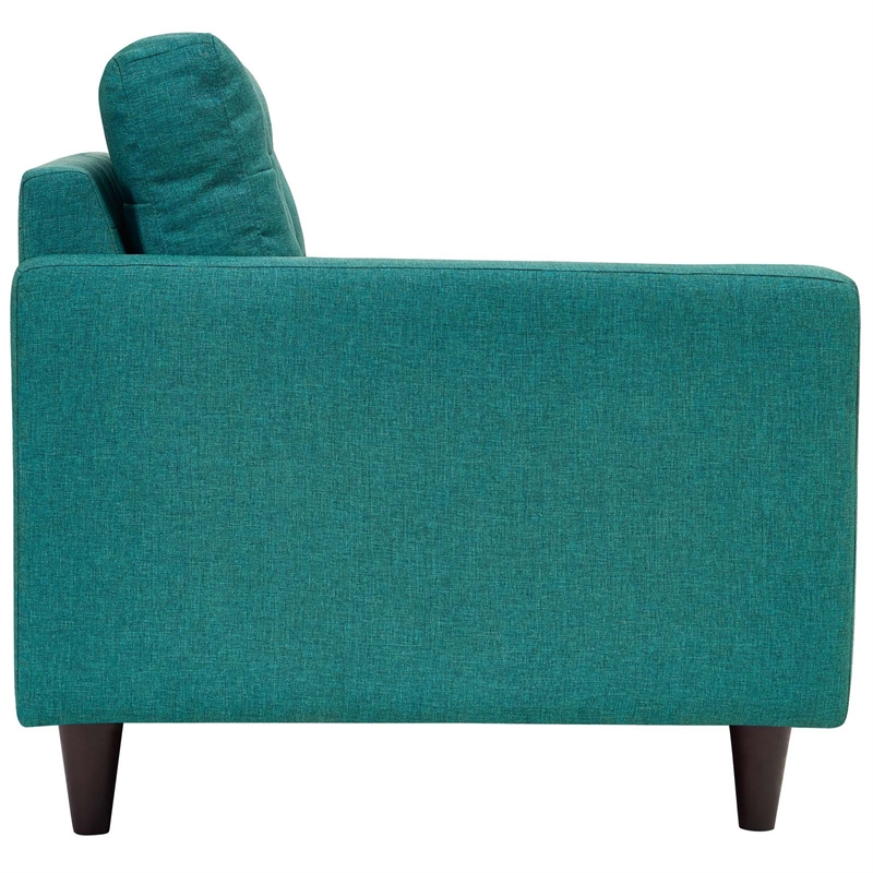Modway Empress Left-Facing Upholstered Polyester Fabric Loveseat in Teal Blue