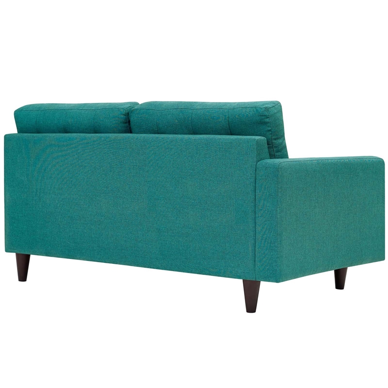Modway Empress Left-Facing Upholstered Polyester Fabric Loveseat in Teal Blue