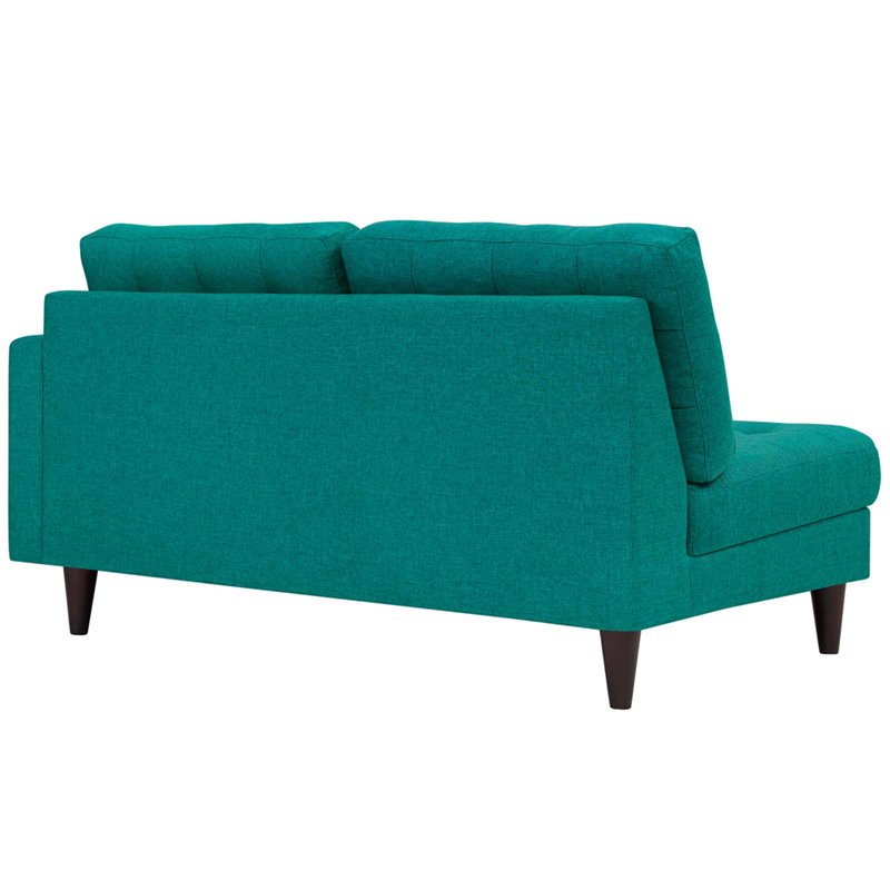 Modway Empress Right-Facing Upholstered Polyester Fabric Loveseat in Teal Blue