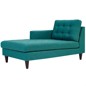 Modway Empress Left-Arm Upholstered Polyester Fabric Chaise in Teal Blue