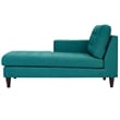 Modway Empress Left-Arm Upholstered Polyester Fabric Chaise in Teal Blue