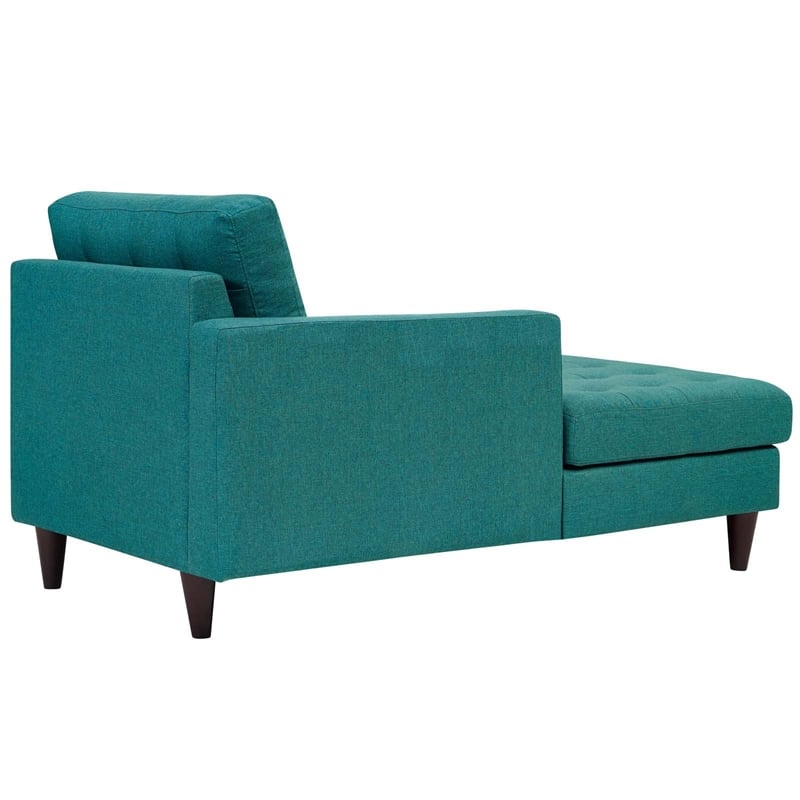 Modway Empress Left-Arm Upholstered Polyester Fabric Chaise in Teal Blue