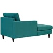 Modway Empress Left-Arm Upholstered Polyester Fabric Chaise in Teal Blue