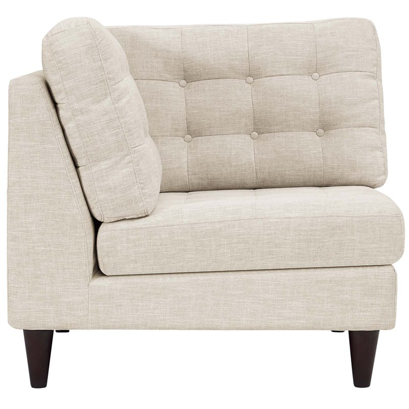 Modway Empress Upholstered Polyester Fabric Sofa Corner Chair in Beige