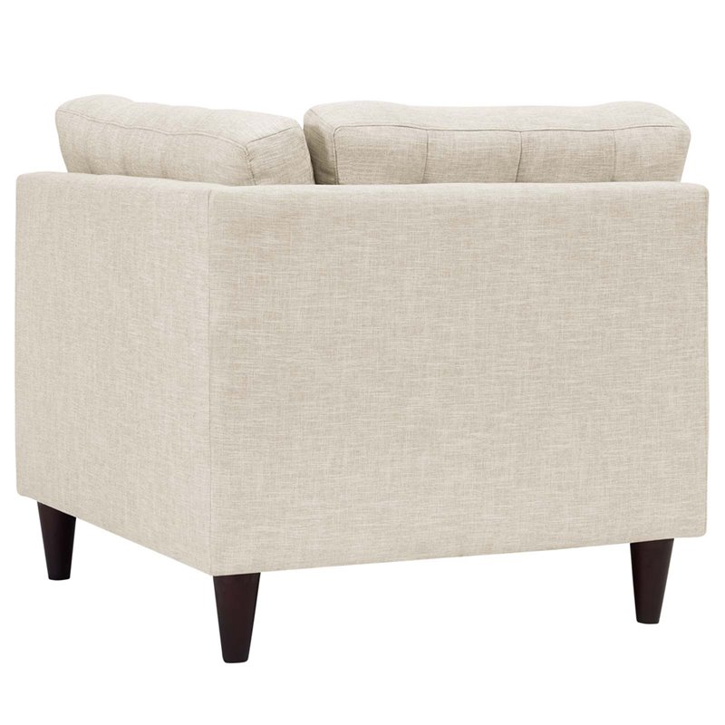 Modway Empress Upholstered Polyester Fabric Sofa Corner Chair in Beige