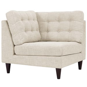 Modway Empress Upholstered Polyester Fabric Sofa Corner Chair in Beige