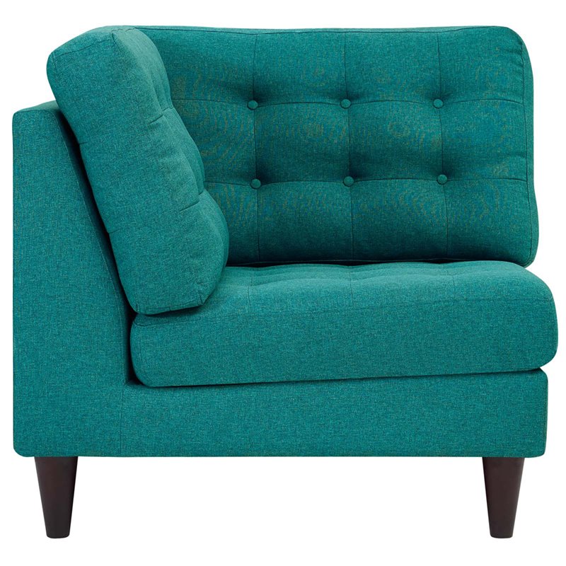 Modway Empress Upholstered Polyester Fabric Sofa Corner Chair in Teal Blue