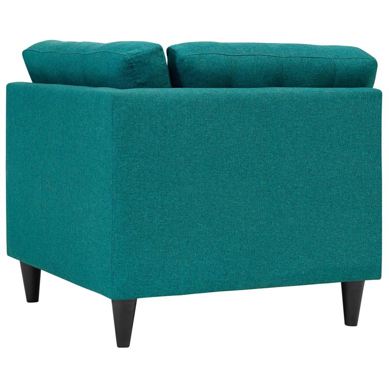 Modway Empress Upholstered Polyester Fabric Sofa Corner Chair in Teal Blue