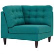 Modway Empress Upholstered Polyester Fabric Sofa Corner Chair in Teal Blue