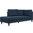 Modway Empress Upholstered Polyester Fabric Left Facing Chaise in Azure Blue