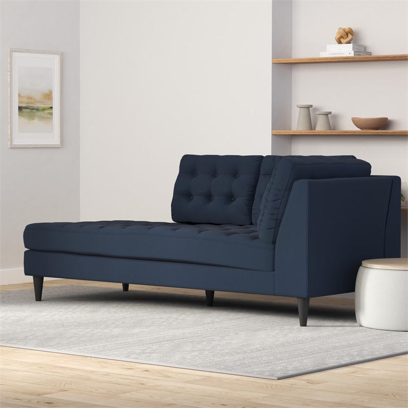 Modway Empress Upholstered Polyester Fabric Left Facing Chaise in Azure Blue