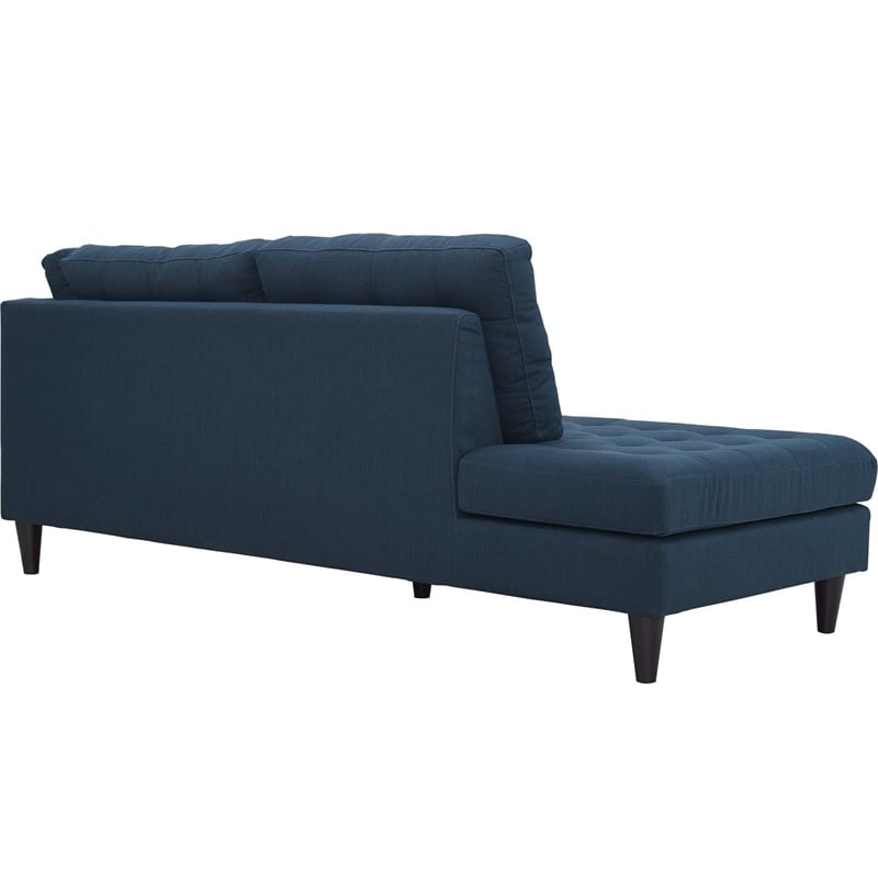 Modway Empress Upholstered Polyester Fabric Left Facing Chaise in Azure Blue