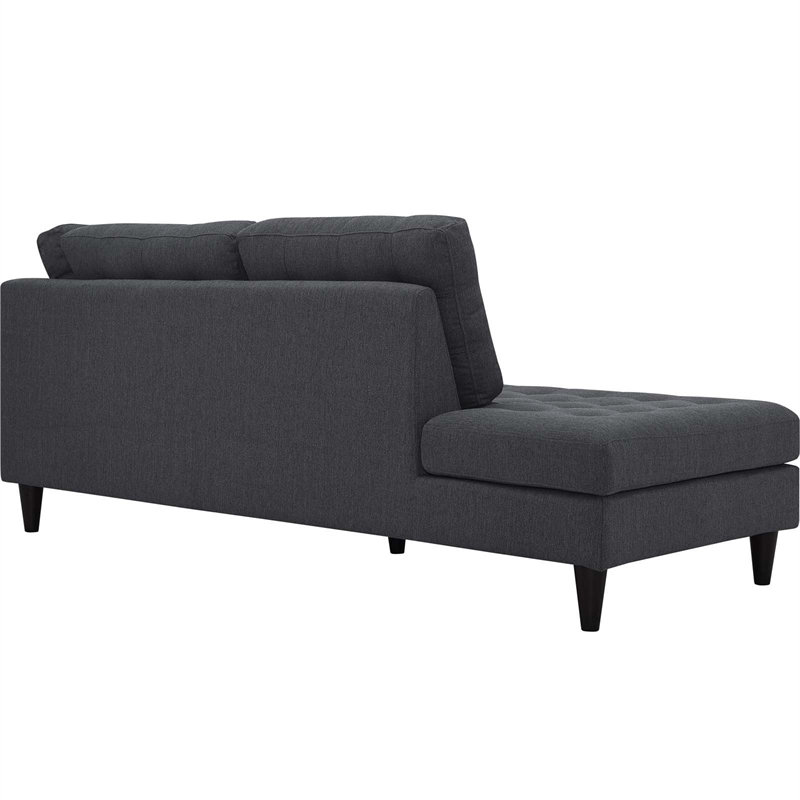 Modway Empress Upholstered Polyester Fabric Left Facing Chaise in Gray