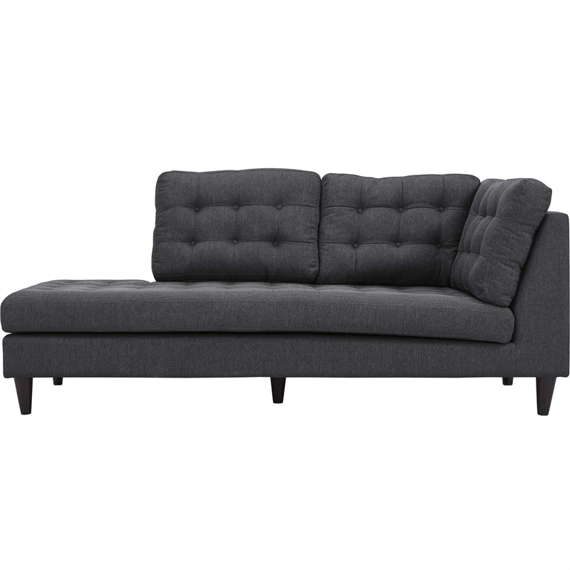 Modway Empress Upholstered Polyester Fabric Left Facing Chaise in Gray