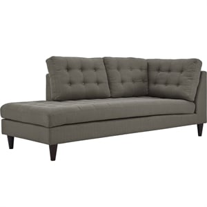 Modway Empress Upholstered Polyester Fabric Left Facing Chaise in Granite