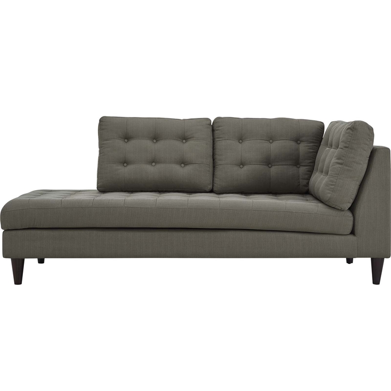 Modway Empress Upholstered Polyester Fabric Left Facing Chaise in Granite