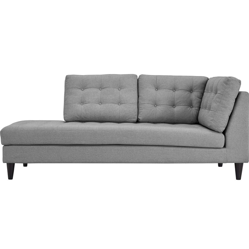 Modway Empress Upholstered Polyester Fabric Left Facing Chaise in Light Gray