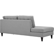 Modway Empress Upholstered Polyester Fabric Left Facing Chaise in Light Gray