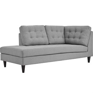modway empress upholstered chaise lounge in light gray