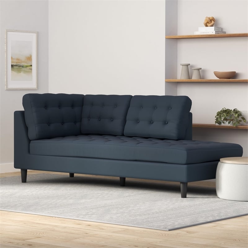 Modway Empress Upholstered Polyester Fabric Right Facing Chaise in Azure
