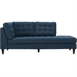 Modway Empress Upholstered Polyester Fabric Right Facing Chaise in Azure