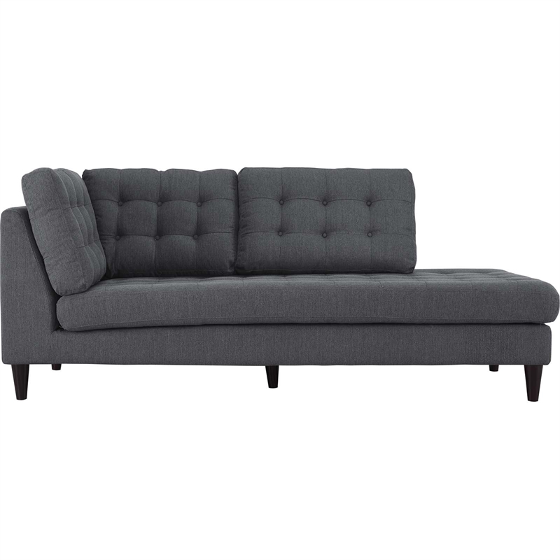 Modway Empress Upholstered Polyester Fabric Right Facing Chaise in Gray