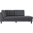 Modway Empress Upholstered Polyester Fabric Right Facing Chaise in Gray