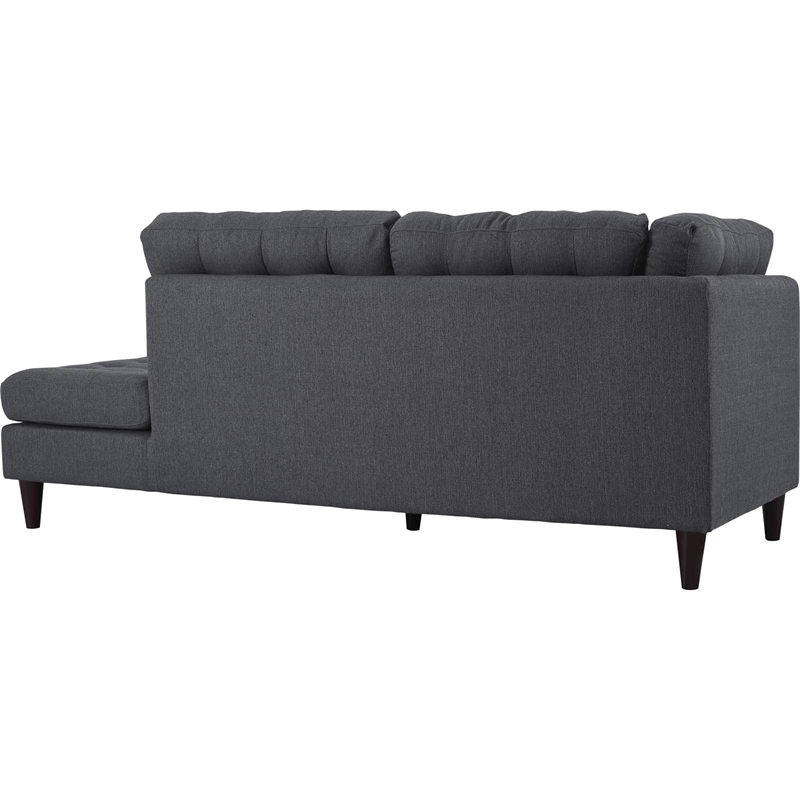 Modway Empress Upholstered Polyester Fabric Right Facing Chaise in Gray