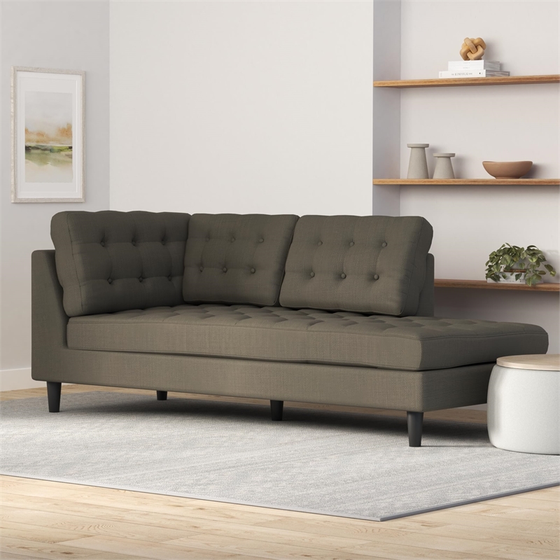 Modway Empress Upholstered Polyester Fabric Right Facing Chaise in Granite