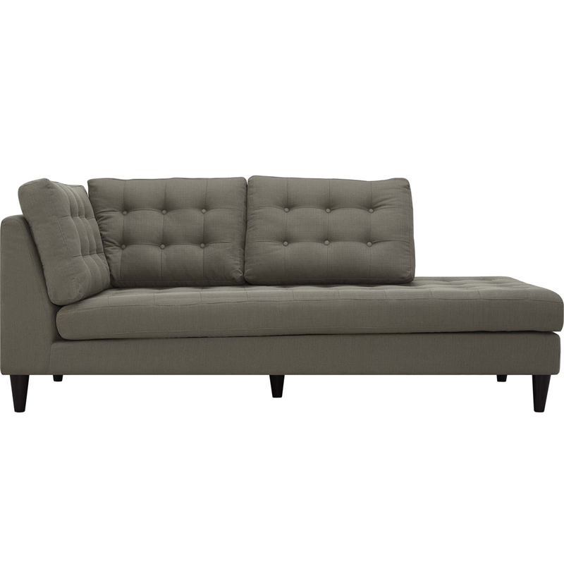 Modway Empress Upholstered Polyester Fabric Right Facing Chaise in Granite