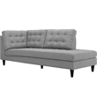 Modway Empress Upholstered Polyester Fabric Right Facing Chaise in Light Gray